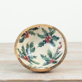Bring traditional festive style to your seasonal tableware range with this large mango wood and enamel bowl. 