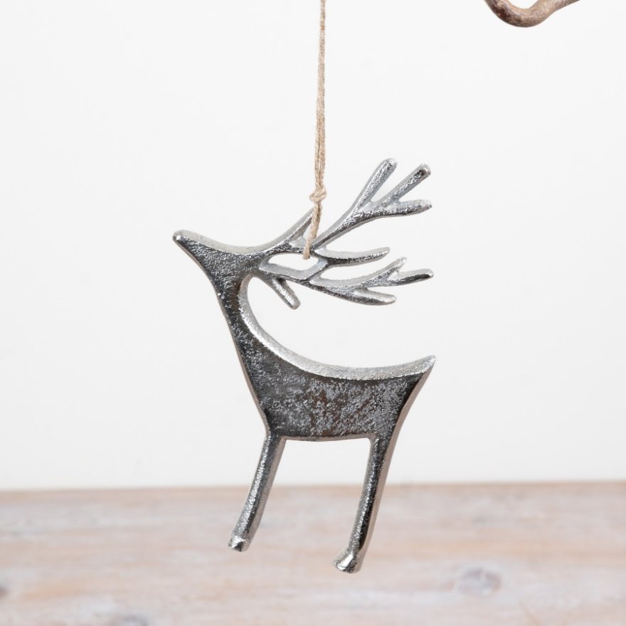 17cm Aluminium Hanging Reindeer Decoration
