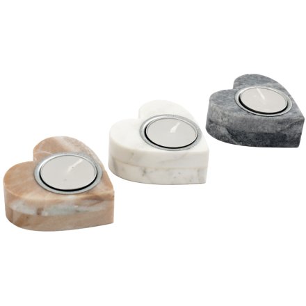 3/A Marble Heart T-Light Holder, 8cm 