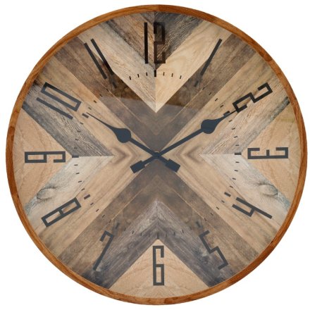 Parquet Style Wall Clock, 50cm 