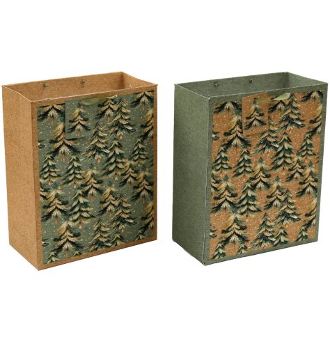 Festive Winter Forest Gift Bag—durable and ideal for stylish holiday presents.