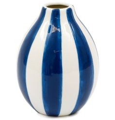Bring classic elegance to any room with this 13cm Blue Stripe Vase.