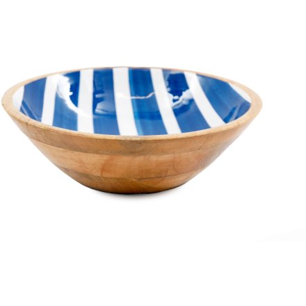 Enamel Bowl with Blue Stripes, 25cm