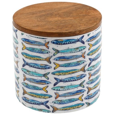15cm Blue Stripe  Enamel Jar