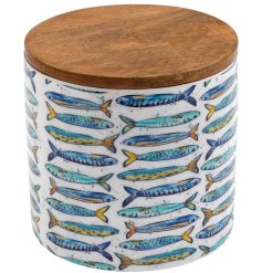 Cute storage jar with a playful sardine design