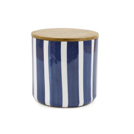 15cm Blue Stripe  Enamel Jar