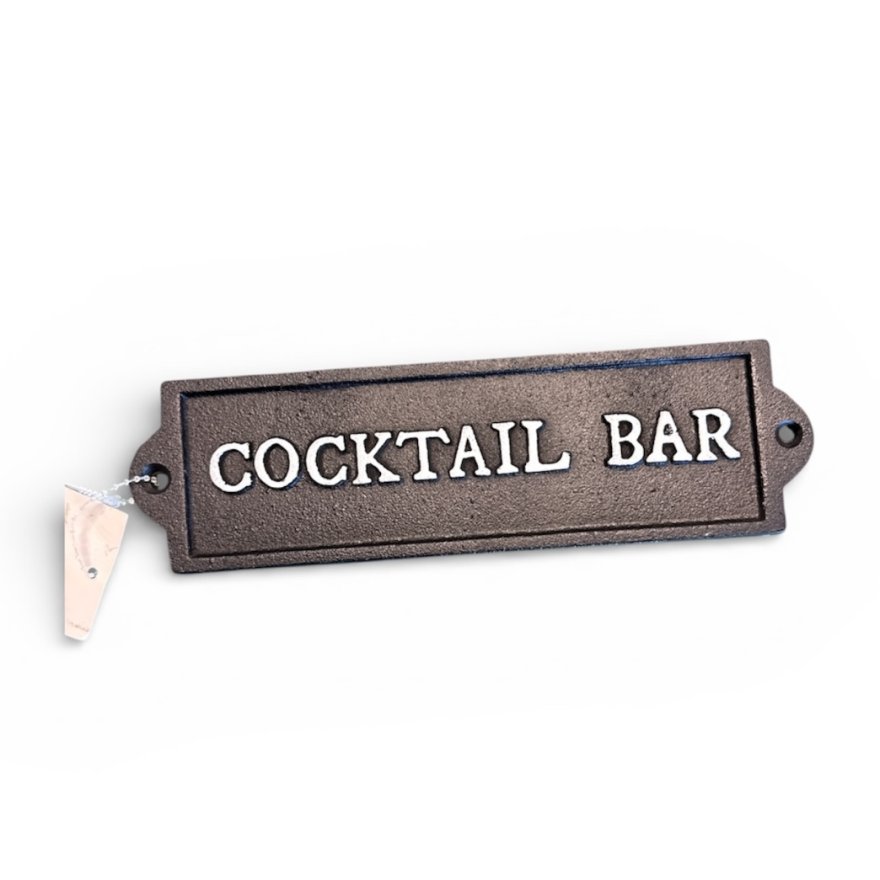 Cocktail Bar Cast Iron Sign, 22cm 