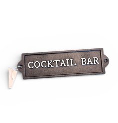 Bring vintage style to your space with this cast iron cocktail bar sign.