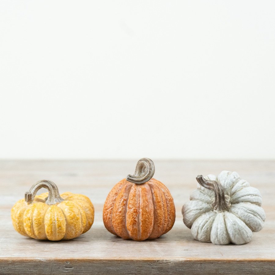 Charming resin Harvest Pumpkin adds warm autumn charm with its intricate design and cozy feel.