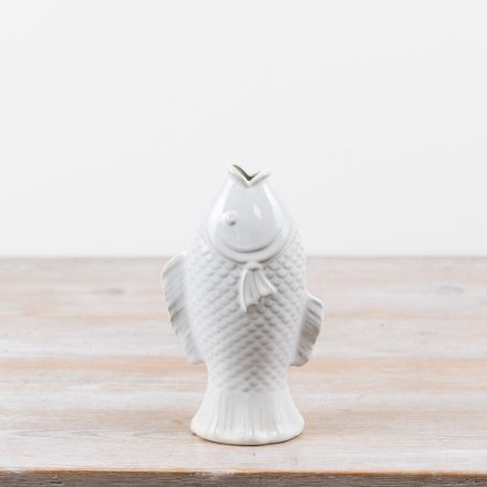 White Fish Vase, 19cm 