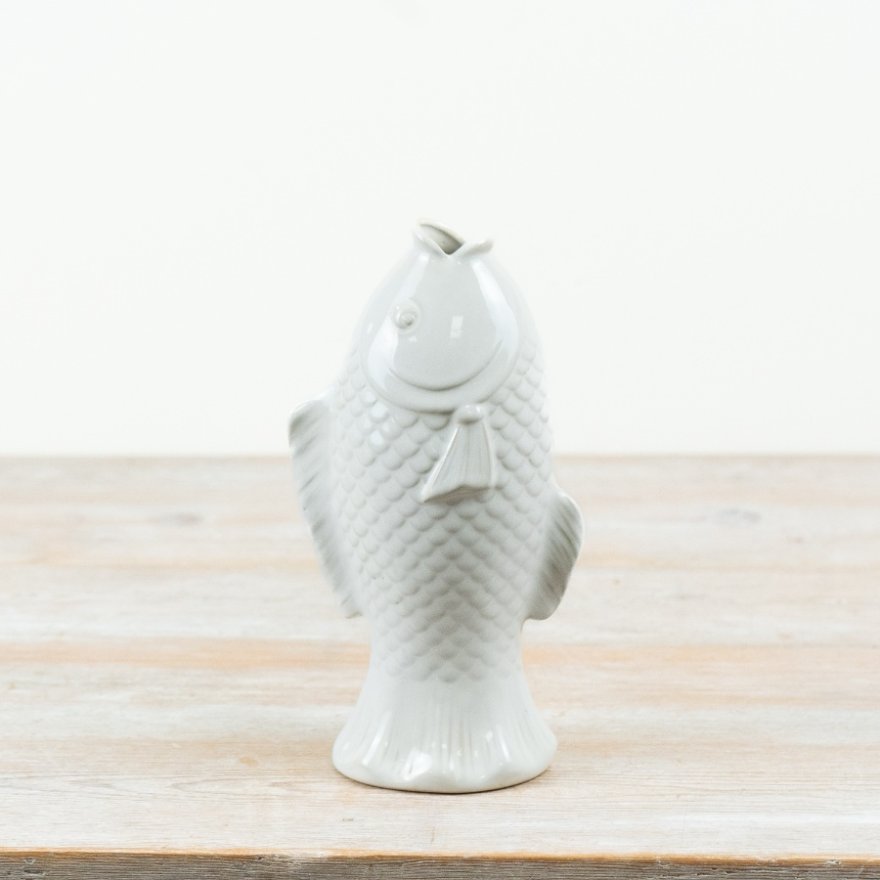 22.8cm White Ceramic Fish Vase