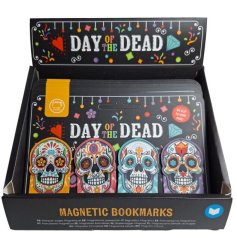 Mark your pages with vibrant Day of the Dead skulls! 