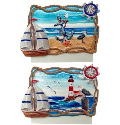 Bring the charm of the coast home with this anchor and lighthouse Souvenir Seaside Magnet Rope Frame