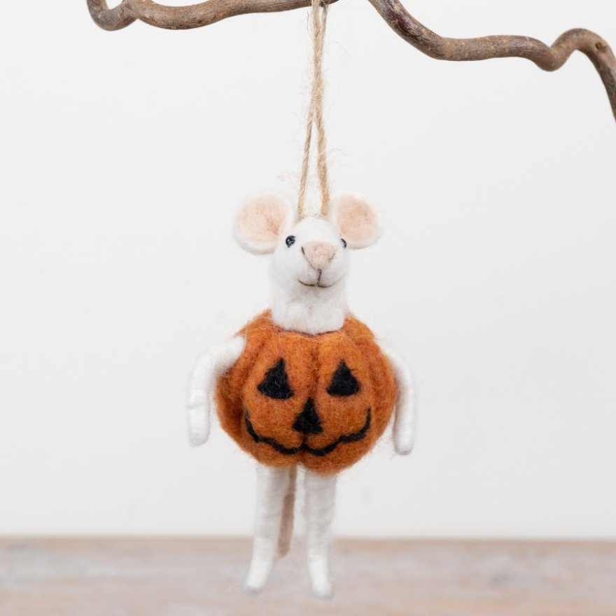 12cm Felt Hanging Pumpkin Mouse