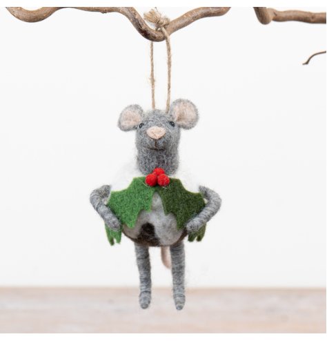 Bring holiday cheer with this cute Christmas Pudding Mouse Hanger!