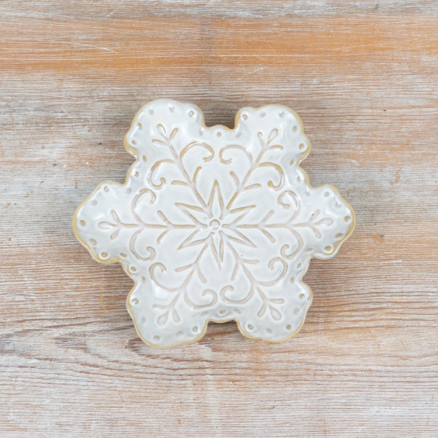 White 16cm Snowflake Plate