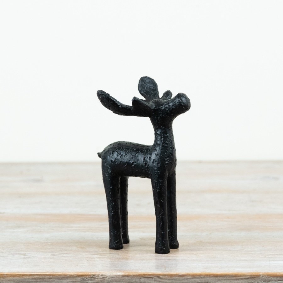 black stag ornament, decorative deer statue, modern rustic home décor, Scandi deer decoration, wholesale woodland decor