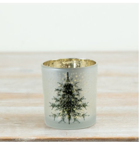 Bring a subtle festive charm to your seasonal collection with this stylish frosted glass t-light holder. 