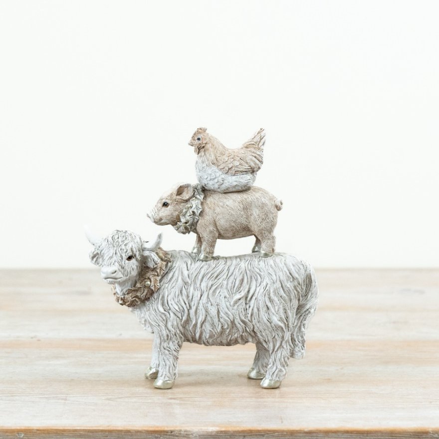 17.5cm Farm Animal Stack Ornament