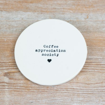 Enjoy every sip with the elegant "Coffee Appreciation Society" porcelain coaster.