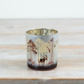 Featuring a beautifully detailed forest scene with silhouetted trees and a central stag motif