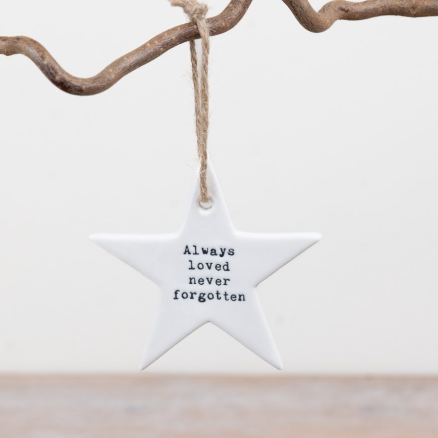 White Never Forgotten Star Hanger, 8.5cm