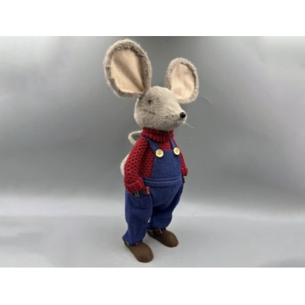 Blue Dungarees Mouse Figurine, 29cm