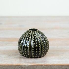 Bring ocean charm to your decor with this dark green sea urchin-inspired vase.