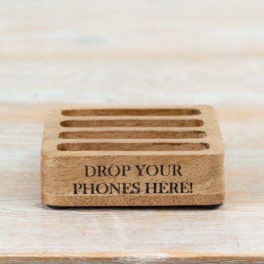 Sleek wooden stand designed to hold your mobile devices with style and durability.