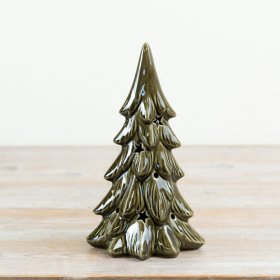 Add a contemporary glow to your festive range with this ceramic Christmas tree LED decoration.