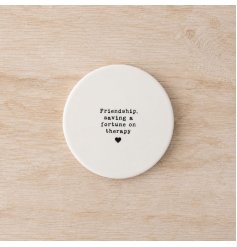  A charming round friendship coaster 