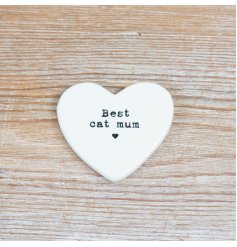 Charming White Heart Token crafted from fine Ceramic Porcelain