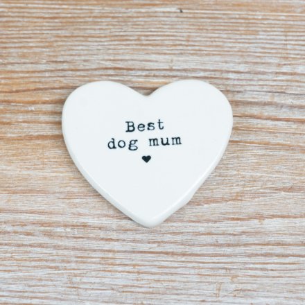 Best Dog Mum Heart Token, 4cm 