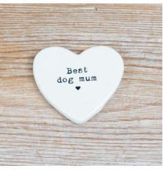 Celebrate your special bond with this charming "Best Dog Mum" heart token