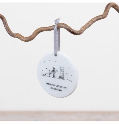 Enhance your decor with this classy marble hanging ornament, perfect for festive seasonal displays.