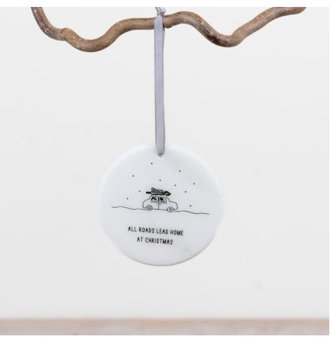 Elevate festive décor with this stylish marble hanging ornament, adding a graceful and meaningful charm.