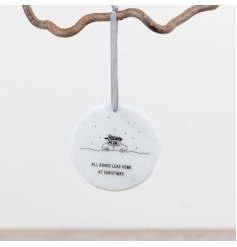 Enhance festive décor with this stylish marble hanging ornament for a meaningful touch.