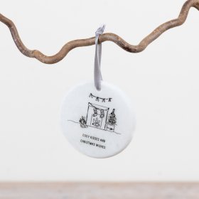 Add a refined touch to festive décor with this elegant marble hanging decoration