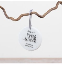Enhance seasonal décor with this elegant marble hanging ornament for a subtle festive charm.
