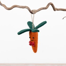 Bring holiday cheer with this adorable Christmas carrot hanging ornament for your home.