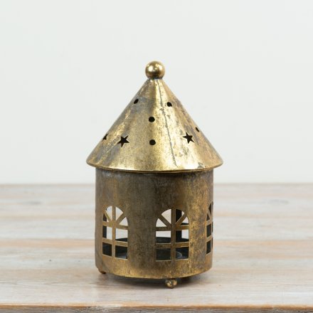 Vintage Gold Candle Holder, 19cm