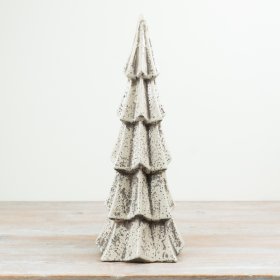 this 46.5cm ornament features a soft white base accented by dark speckled detailing for an aged, rustic effect.