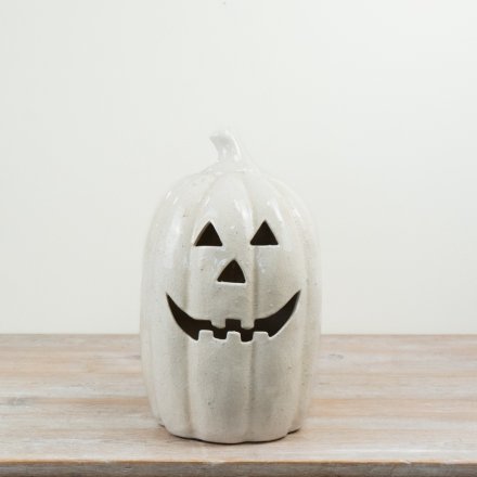 White Terracotta  Pumpkin, 38cm