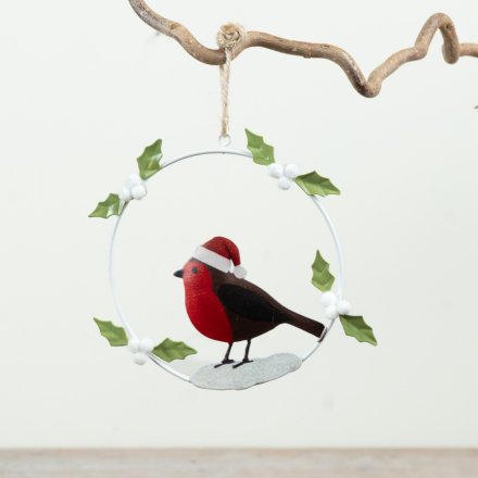 Metal Robin Ornament Hanger, 13cm
