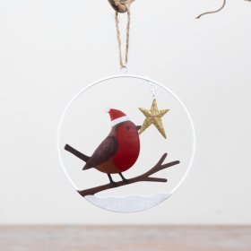 Add a touch of festive sparkle to your Christmas range with this charming robin hanging decoration.