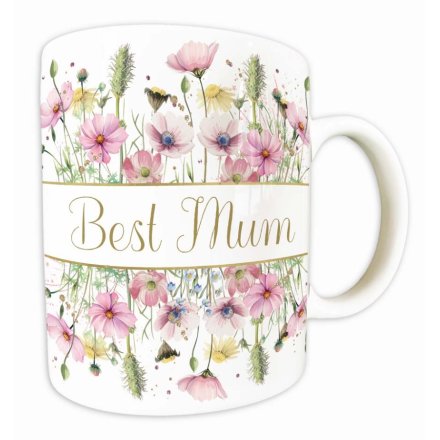 Pastel Flowers Best Mum, 9.5cm 