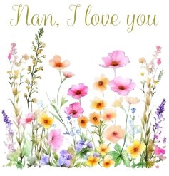 Bring charm to your space with the Rush Floral Meadow Nan 'I Love You' MDF coaster.
