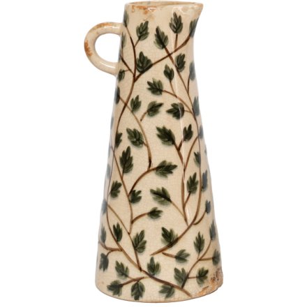 Ceramic Leaf Jug Vase, 30.5cm 