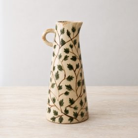 a stunning crackled leaf glazed jug 