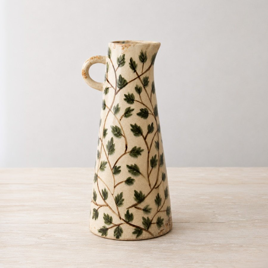 a stunning crackled leaf glazed jug 